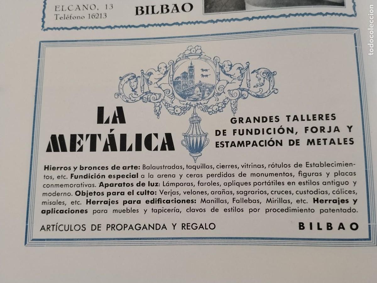 Coleccionismo de carteles: GRANDES TALLERES FUNDICION FORJA ESTAMPACION METALES LA METALICA BILBAO HOJA REVISTA A&Ntilde;O 1931-1932
