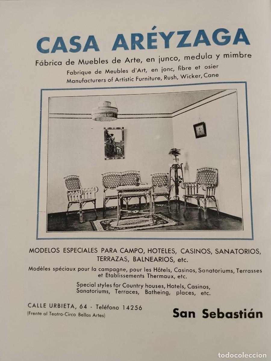 Coleccionismo de carteles: FABRICA MUEBLES DE ARTE JUNCO MIMBRE MEDULA CASA AREYZAGA SAN SEBASTIAN HOJA REVISTA A&Ntilde;O 1931-1932