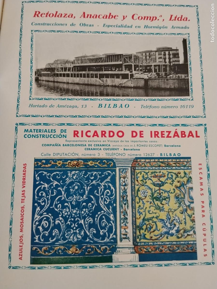 Coleccionismo de carteles: MATERIALES DE CONSTRUCCION RICARDO DE IREZABAL AZULEJOS MOSAICOS BILBAO HOJA A&Ntilde;O 1931-1932