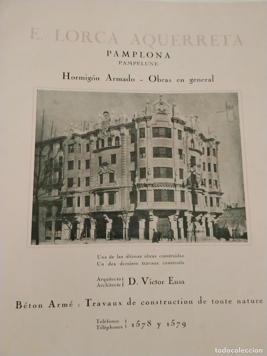 Coleccionismo de carteles: E. LORCA AQUERRETA HORMIGON ARMADO OBRAS EN GENERAL PAMPLONA VICTOR EUSA HOJA A&Ntilde;O 1931-1932