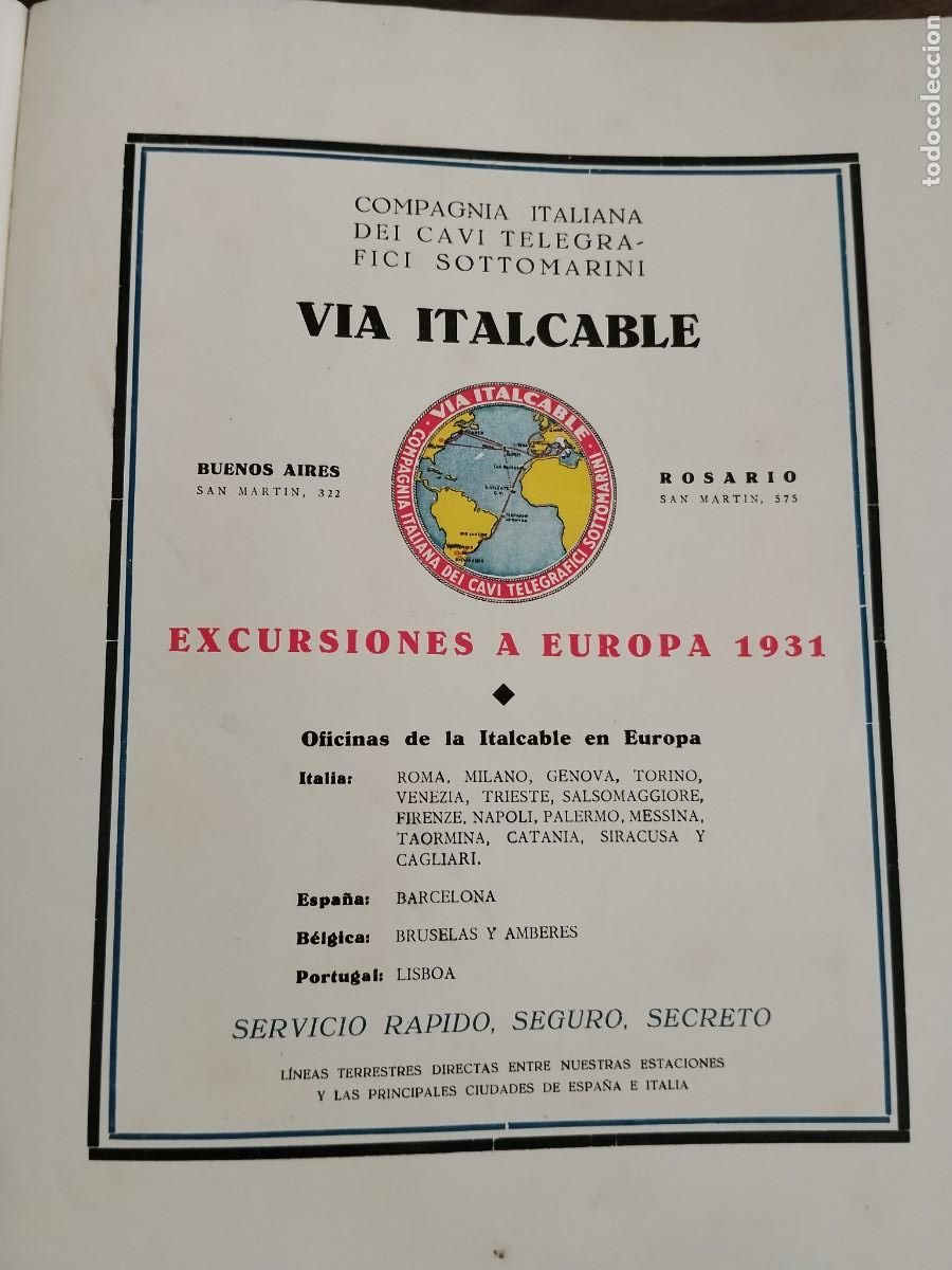 Coleccionismo de carteles: COMPAGNIA ITALIANA DEI CAVI TELEGRAFICI SOTTOMARINI VIA ITALCABLE BUENOS AIRES HOJA A&Ntilde;O 1931-1932