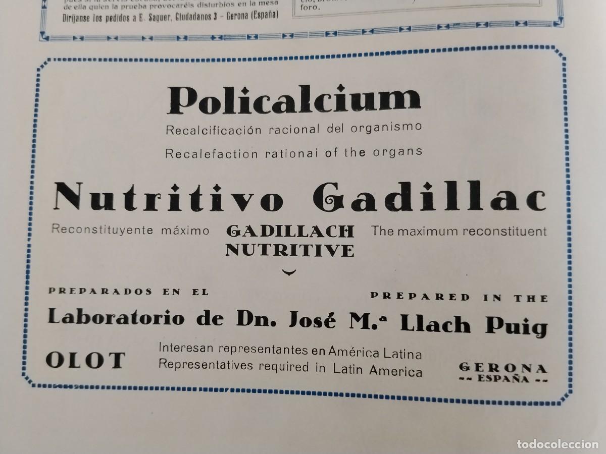 Coleccionismo de carteles: POLICALCIUM NUTRITIVO GADILLAC LABORATORIO JOSE MARIA LLACH PUIG OLOT GIRONA A&Ntilde;O 1931-1932