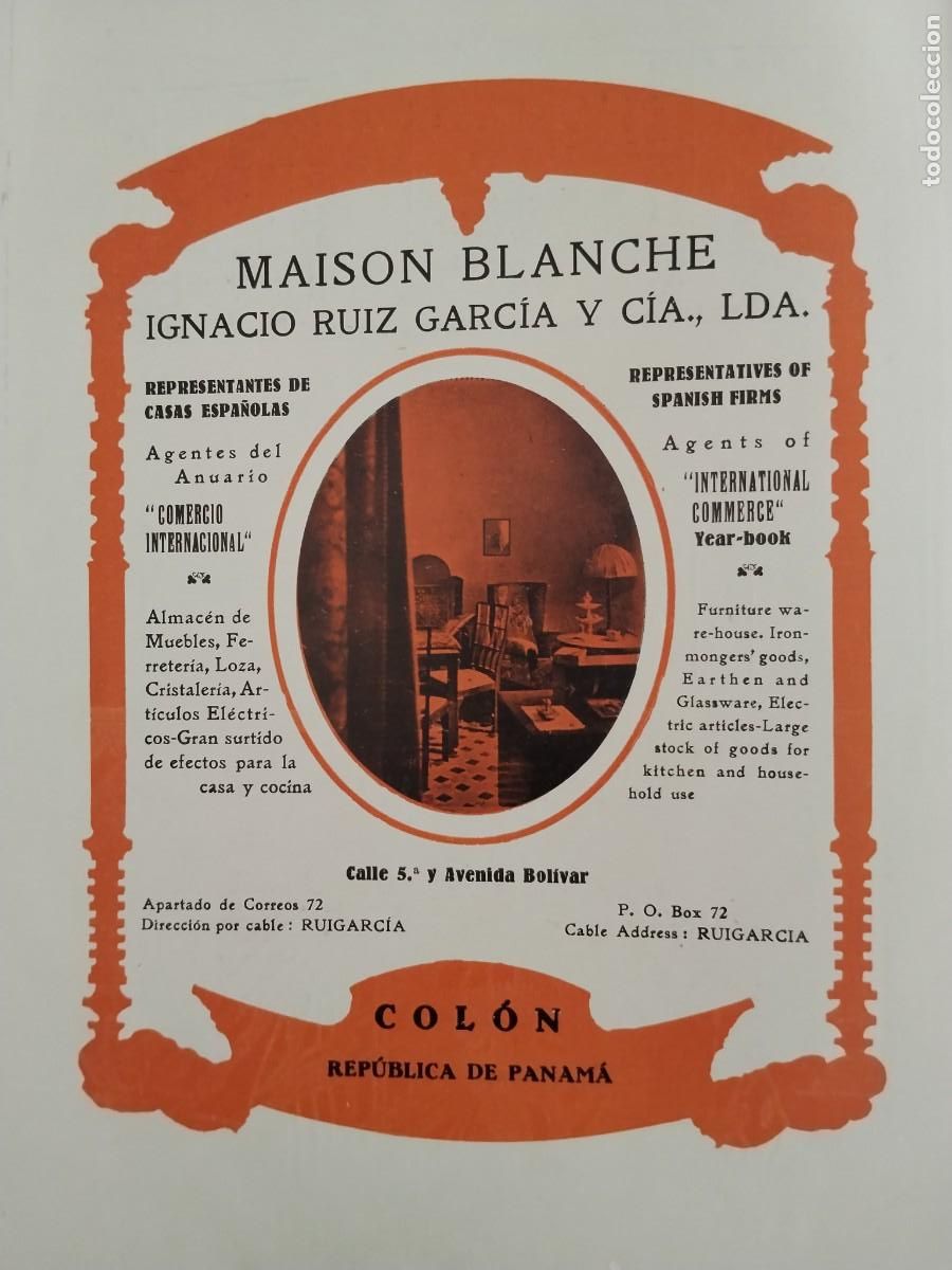 Coleccionismo de carteles: ALMACEN MUEBLES LA MAISON BLANCHE DE IGNACIO RUIZ GARCIA COLON PANAMA HOJA A&Ntilde;O 1931-1932