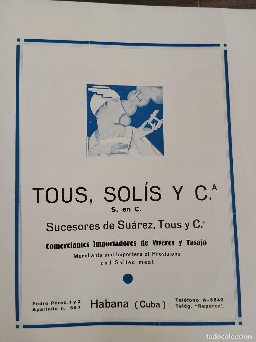 Coleccionismo de carteles: TOUS SOLIS Y CIA SUCESORES DE SUAREZ TOUS LA HABANA CUBA VIVERES TASAJO HOJA REVISTA A&Ntilde;O 1931-1932