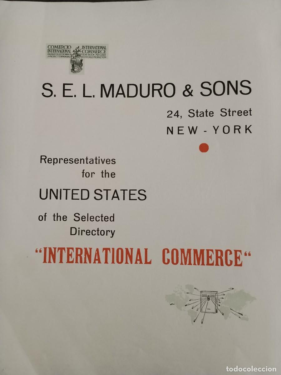 Coleccionismo de carteles: S.E.L. MADURO & SONS REPRESENTATIVES FOR THE UNITED STATES INTERNATIONAL COMMERCE HOJA A&Ntilde;O 1931-1932