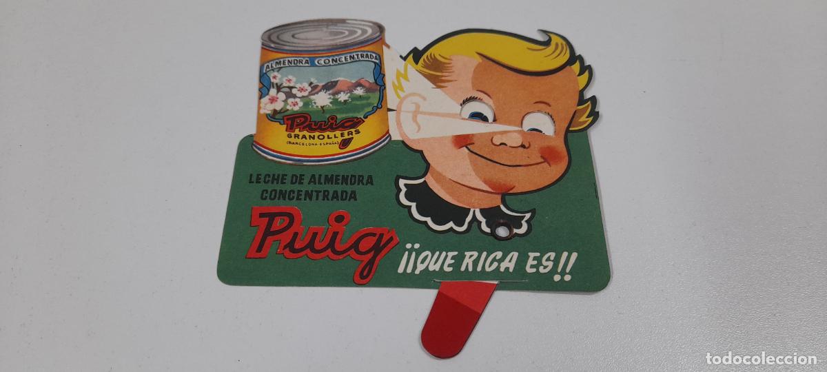 Coleccionismo de carteles: LECHE DE ALMENDRA PUIG . ANUNCIO PUBLICITARIO EN CARTON TROQUELADO - OJOS MOVILES . ORIGINAL A&Ntilde;OS 50