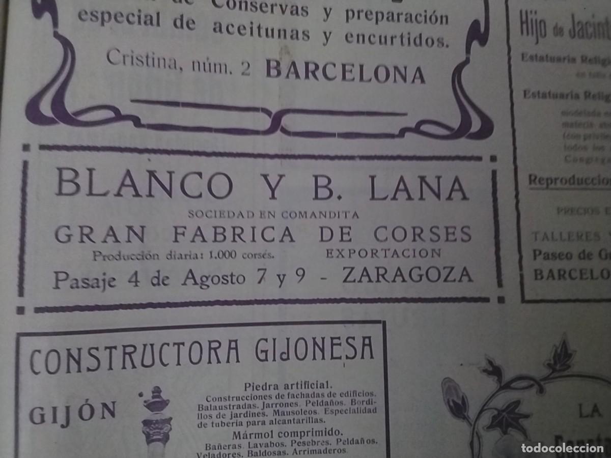 Coleccionismo de carteles: GRAN FABRICA DE CORSES BLANCO Y B. LANA ZARAGOZA HOJA REVISTA A&Ntilde;O 1905