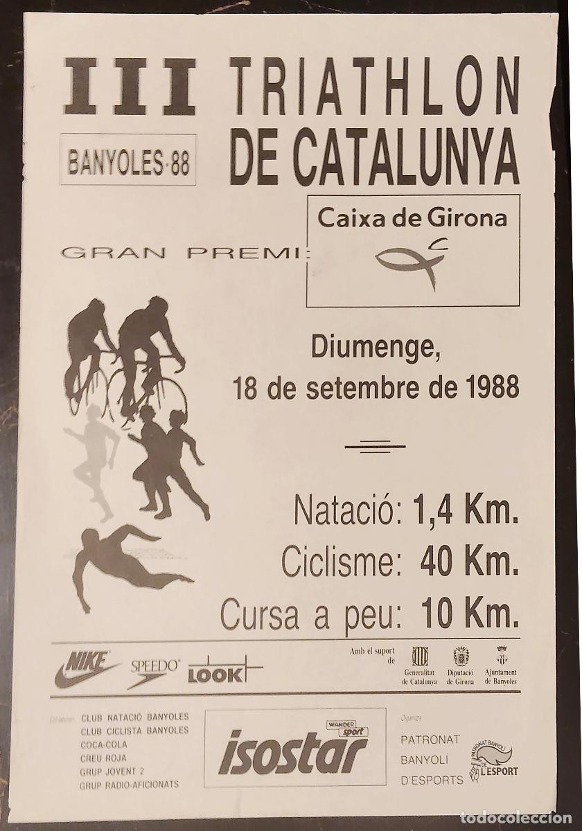 Coleccionismo de carteles: Cartel - poster III Triatl&oacute;n de Catalunya, celebrado en Banyoles el domingo 18 de septiembre de 1986