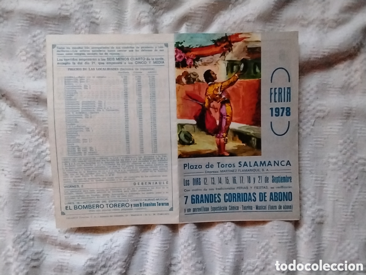 Coleccionismo de carteles: CARTEL TOROS SALAMANCA FERIA 1978
