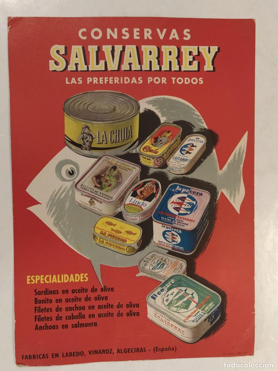 Coleccionismo de carteles: CONSERVAS SALVARREY - FABRICAS EN LAREDO VINAROZ ALGECIRAS - CARTEL ANTIGUO - PUBLICIDAD -VER FOTOS