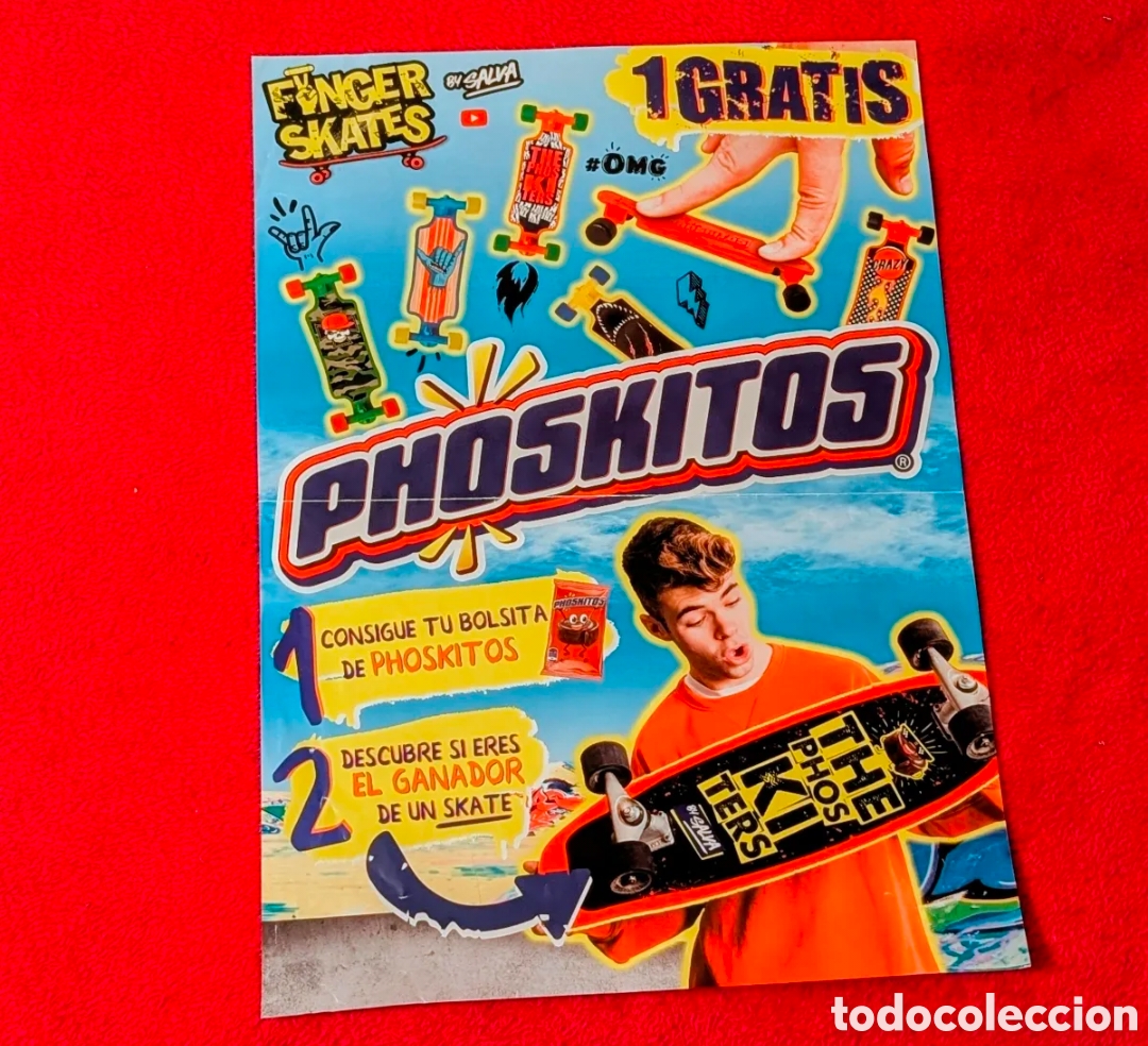 Coleccionismo de carteles: Phoskitos p&oacute;ster cromos figuras Finger Skaters. Pastelitos