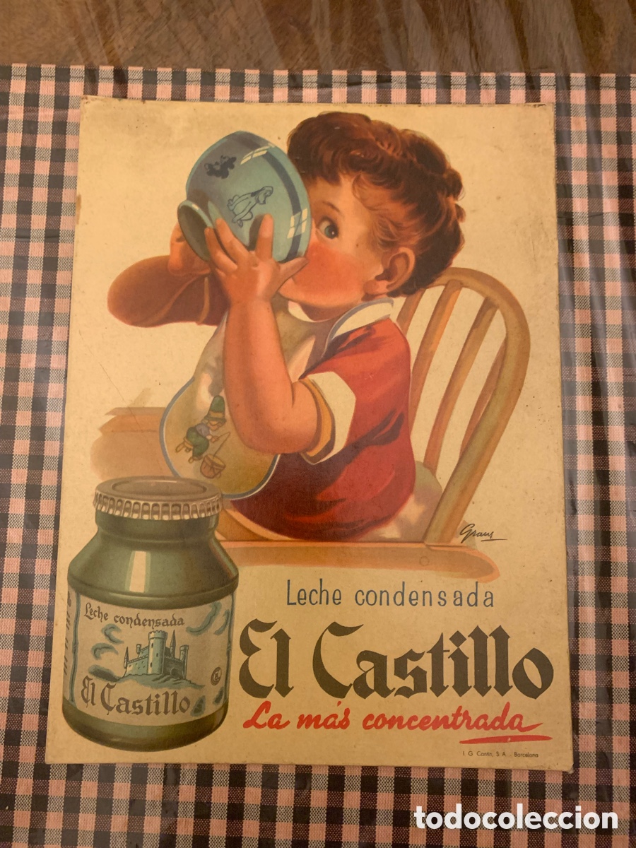 Coleccionismo de carteles: CARTEL DE CART&Oacute;N DE LECHE CONDENSADA &ldquo;EL CASTILLO&rdquo;.