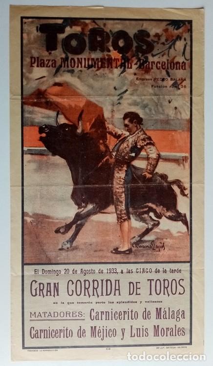 Poster collecting: Plaza Toros Monumental 20 Agosto 1933 - Carnicerito de M&aacute;laga - Carnicerito de M&eacute;jico - Luis Morales