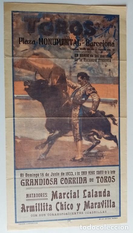 Poster collecting: Plaza Toros Monumental 18 de junio de 1933 - Marcial Lalanda - Armillita Chico - Maravilla