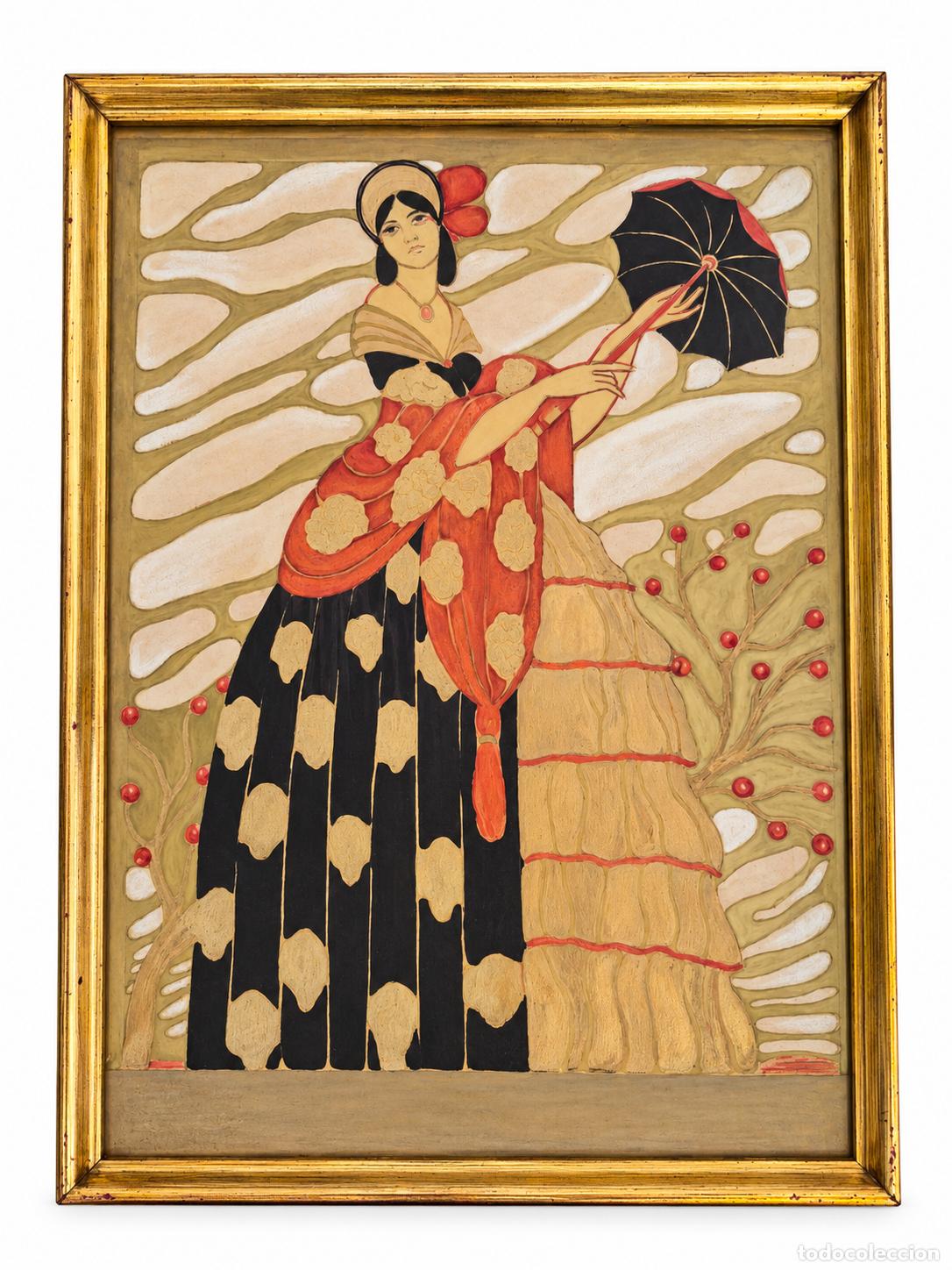 Sammeln von Plakaten: Famoso Cartel Teatral Dibujado y Pintado Estilo Art D&eacute;co - Actriz Catalina B&aacute;rcena - Rafael Penagos