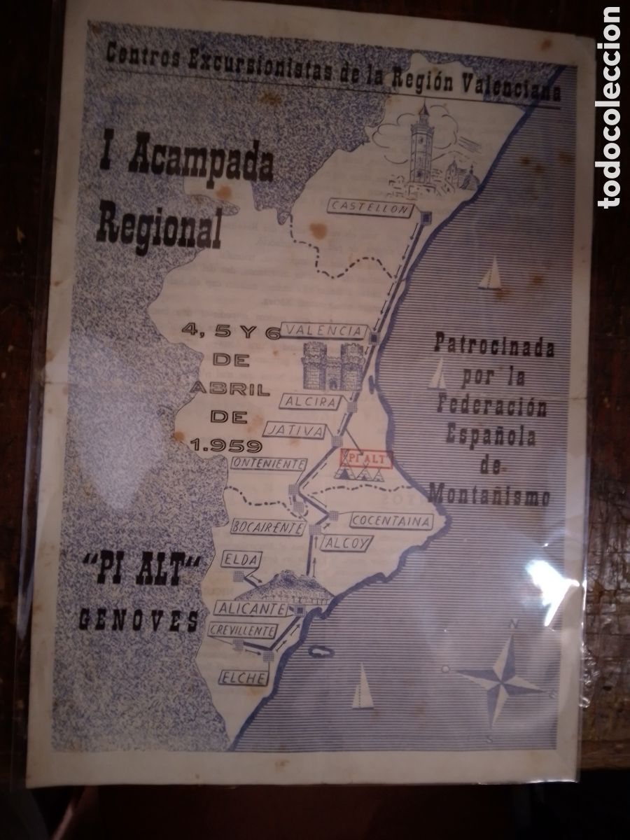 Coleccionismo de carteles: CARTEL &rdquo; I ACAMPADA REGIONAL&rdquo;. &rdquo; PI ALT &rdquo; GENOVES. FEDERACION ESPA&Ntilde;OLA DE MONTA&Ntilde;ISMO.