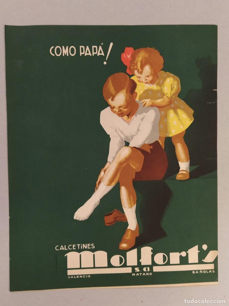 Coleccionismo de carteles: CALCETINES MOLTFORT'S SA - VALENCIA MATARO BA&Ntilde;OLAS - MORELL - CARTEL ANTIGUO -VER FOTOS