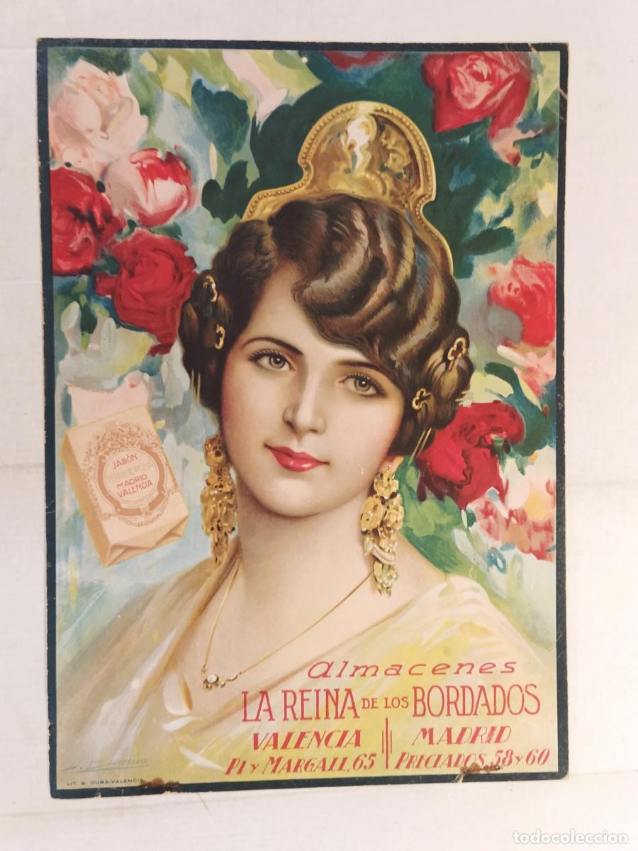 Coleccionismo de carteles: JABON PERFUME REINA - ALMACENES LA REINA DE LOS BORDADOS - ILUSTRA BARREIRA - CARTEL ANTIGUO