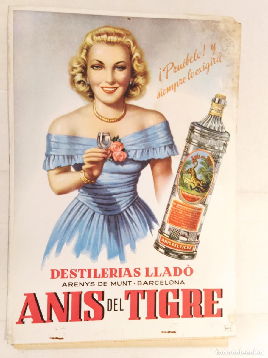 Coleccionismo de carteles: ANIS DEL TIGRE - DESTILERIAS LLADO - ARENYS DE MUNT - CARTEL ANTIGUO - PUBLICIDAD-VER FOTOS