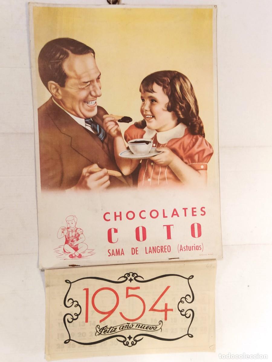 Coleccionismo de carteles: CHOCOLATE COTO - SAMA DE LANGREO (ASTURIAS) - CARTEL ANTIGUO - PUBLICIDAD - CALENDARIO A&Ntilde;O 1954
