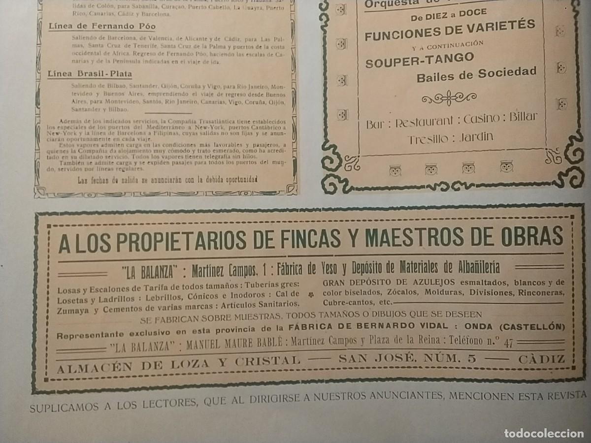 Coleccionismo de carteles: FABRICA YESO DEPOSITO MATERIALES ALBAN̈ILERIA LA BALANZA MANUEL MAURE BABLE CADIZ HOJA A&Ntilde;O 1919