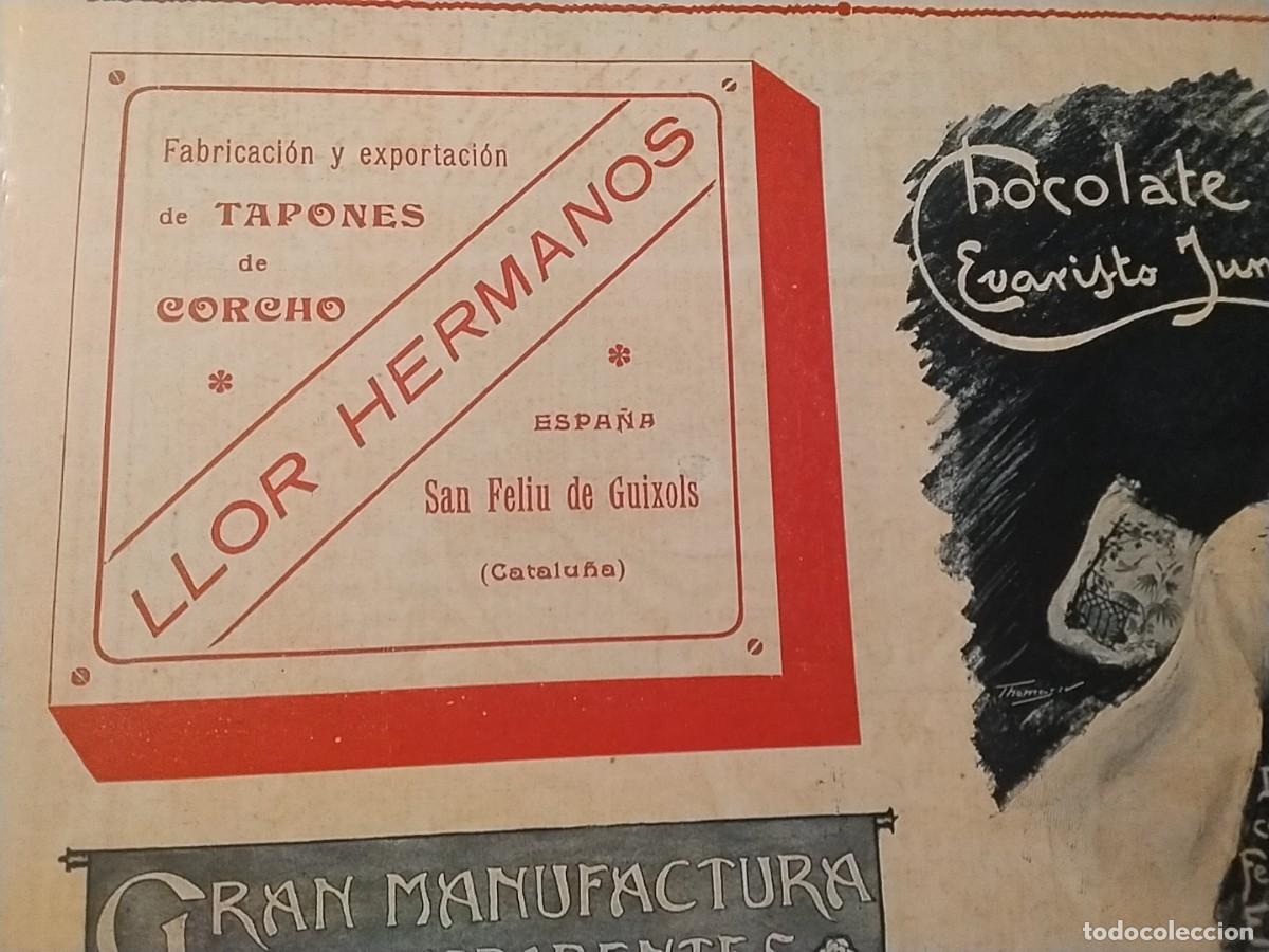 Coleccionismo de carteles: FABRICA DE TAPONES DE CORCHO LLOR HERMANOS SANT FELIU DE GUIXOLS HOJA REVISTA A&Ntilde;O 1902