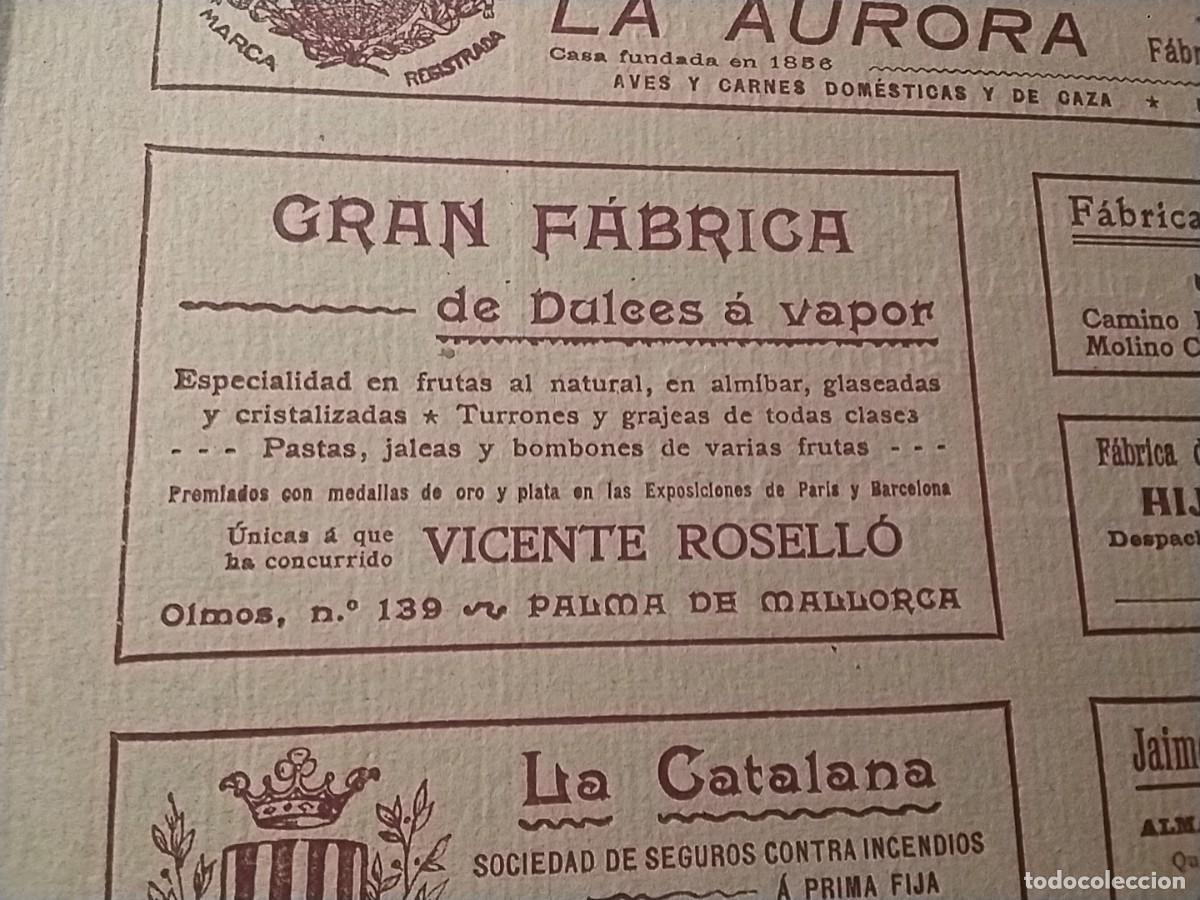 Coleccionismo de carteles: GRAN FABRICA DE DULCES A VAPOR VICENTE ROSELLO PALMA MALLORCA TURRONES HOJA REVISTA A&Ntilde;O 1902