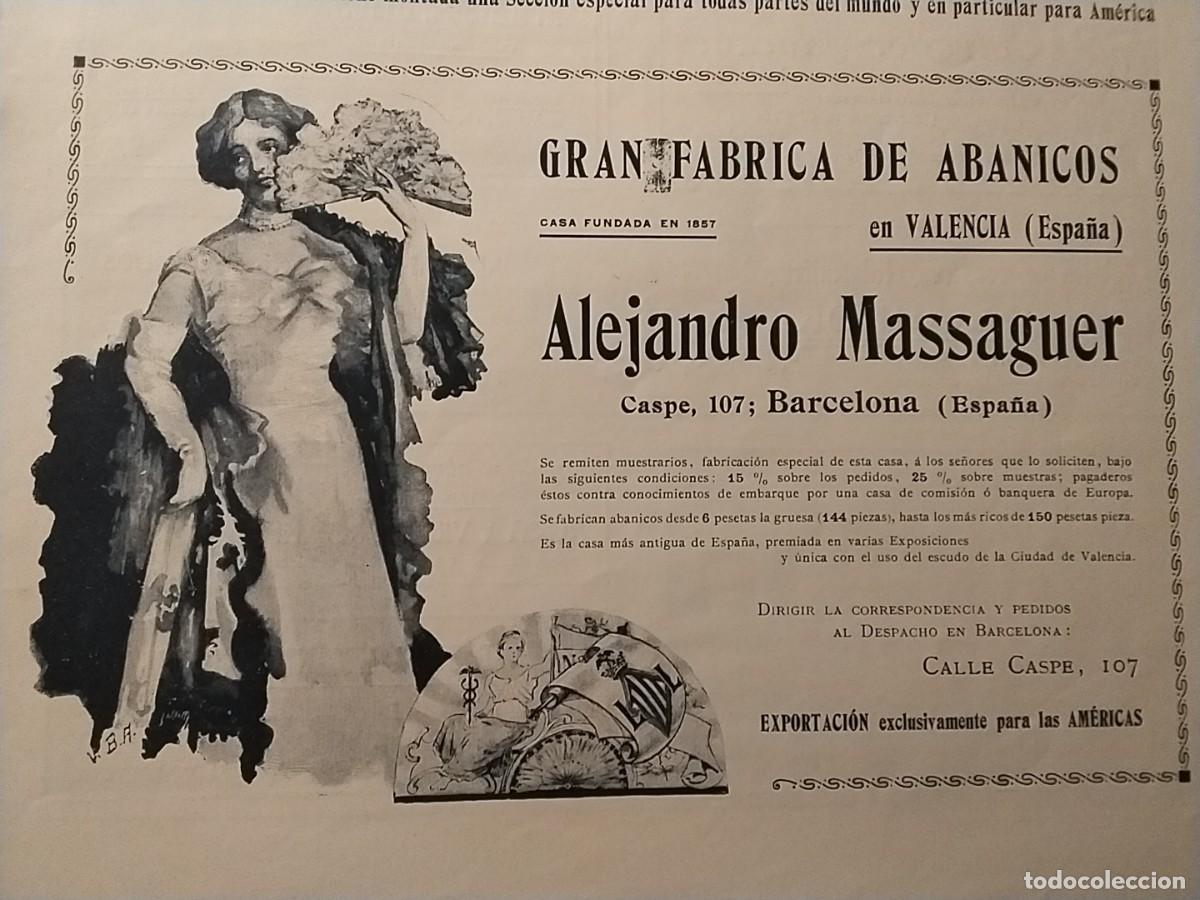 Coleccionismo de carteles: GRAN FABRICA DE ABANICOS DE ALEJANDRO MASSAGUER VALENCIA HOJA REVISTA A&Ntilde;O 1902