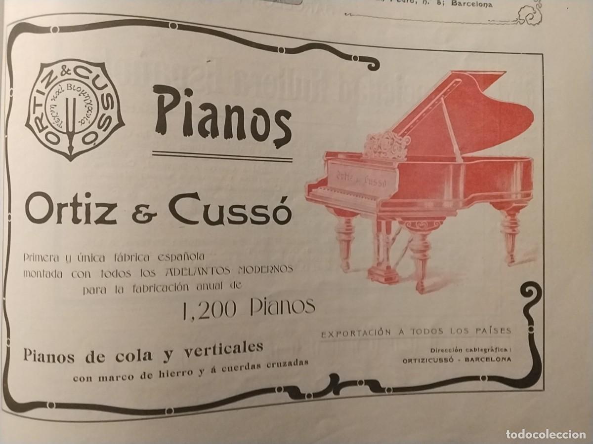 Coleccionismo de carteles: FABRICA DE PIANOS ORTIZ & CUSSO PIANOS DE COLA Y VERTICALES BARCELONA HOJA REVISTA A&Ntilde;O 1902