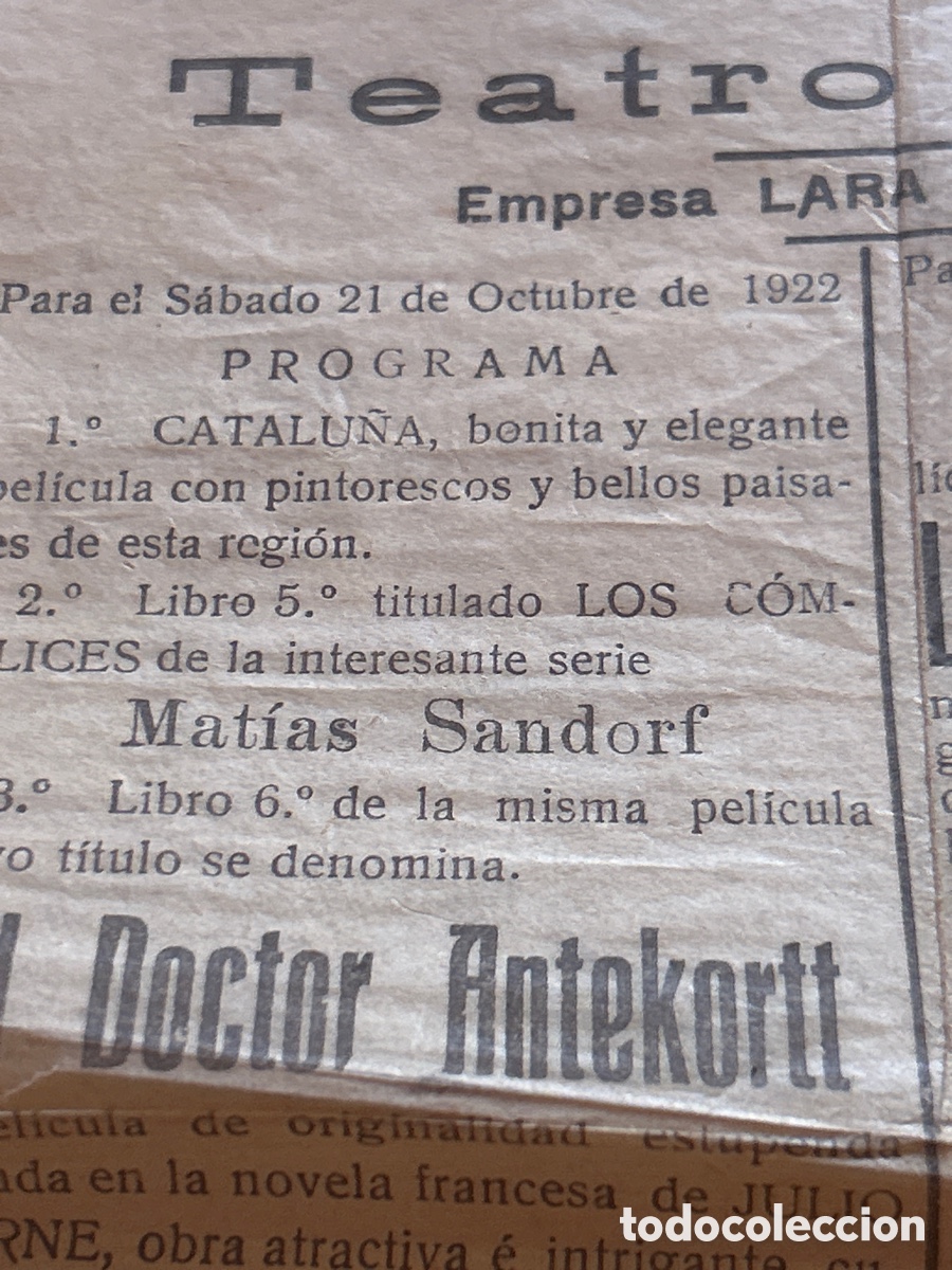 Coleccionismo de carteles: Programa teatro Lara a&ntilde;o 1922 - Foto 3