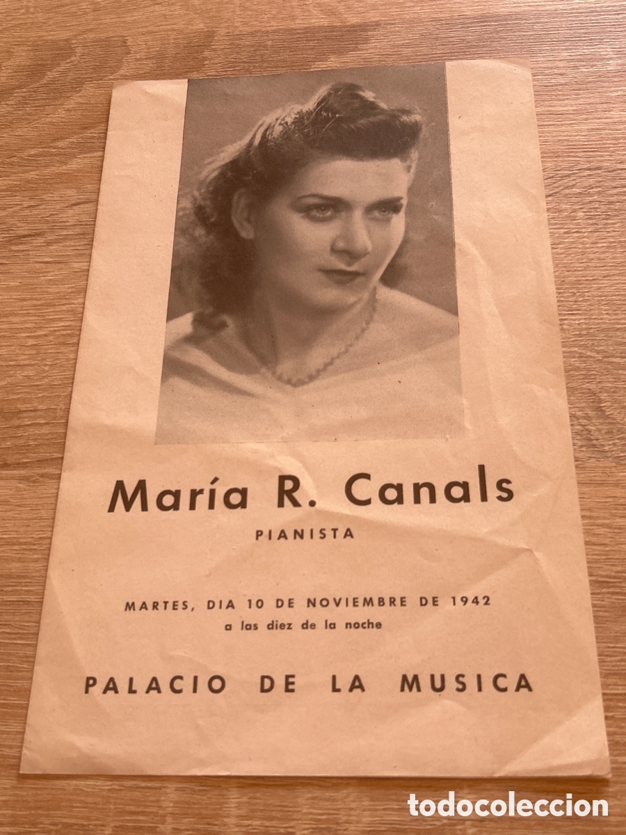 Coleccionismo de carteles: Programa palacio de la m&uacute;sica Mar&iacute;a Canals a&ntilde;o 1942