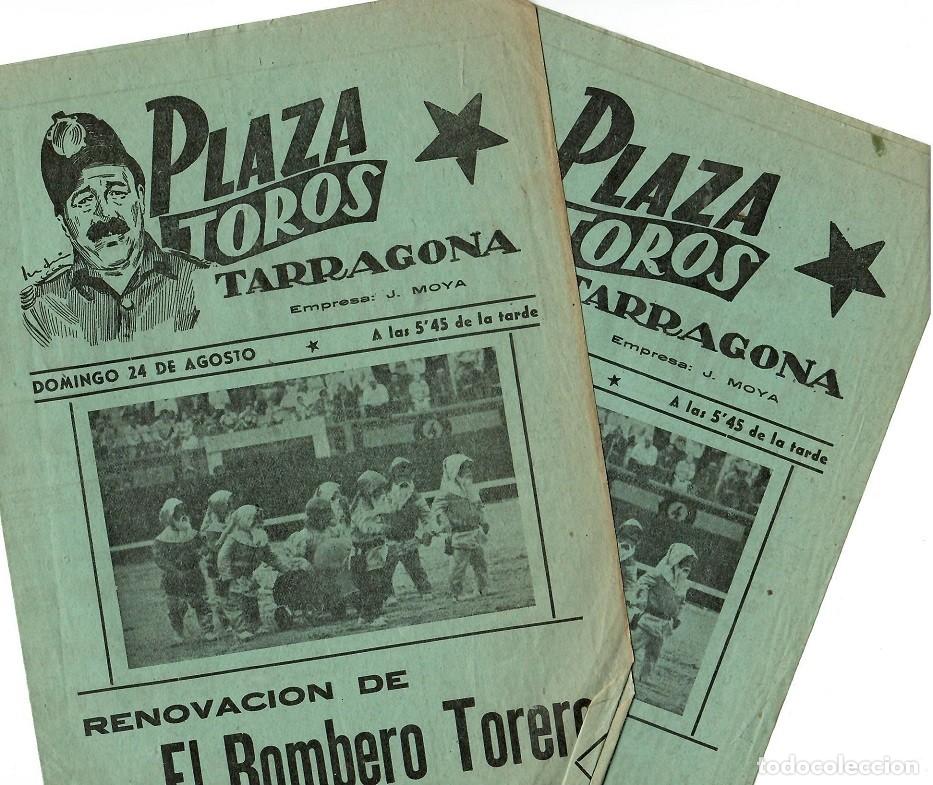 Sammeln von Plakaten: 2 Carteles - Plaza Toros Tarragona / Renovaci&oacute;n de El Bombero Torero - Agrupaci&oacute;n musical Caravana