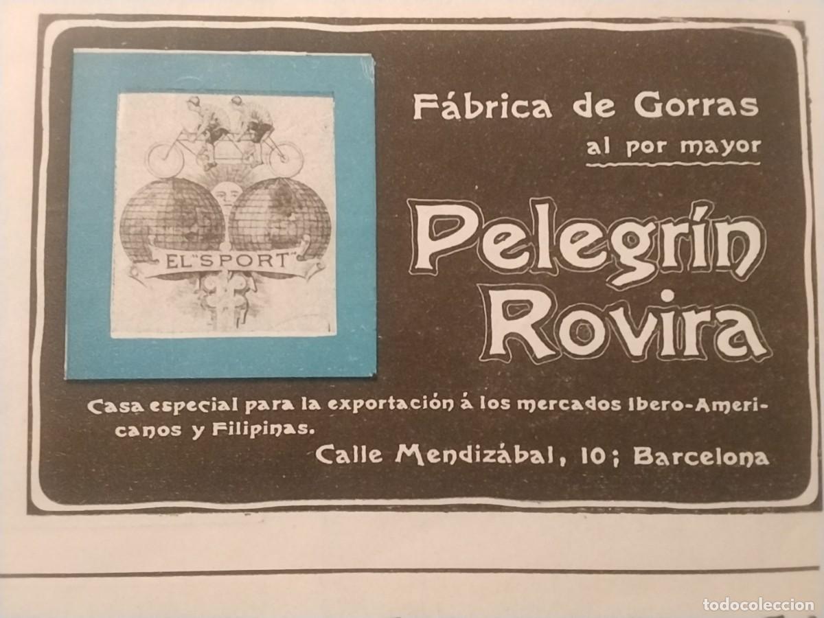 Coleccionismo de carteles: FABRICA DE GORRAS AL POR MAYOR PELEGRIN ROVIRA EL SPORT BARCELONA HOJA A&Ntilde;O 1903