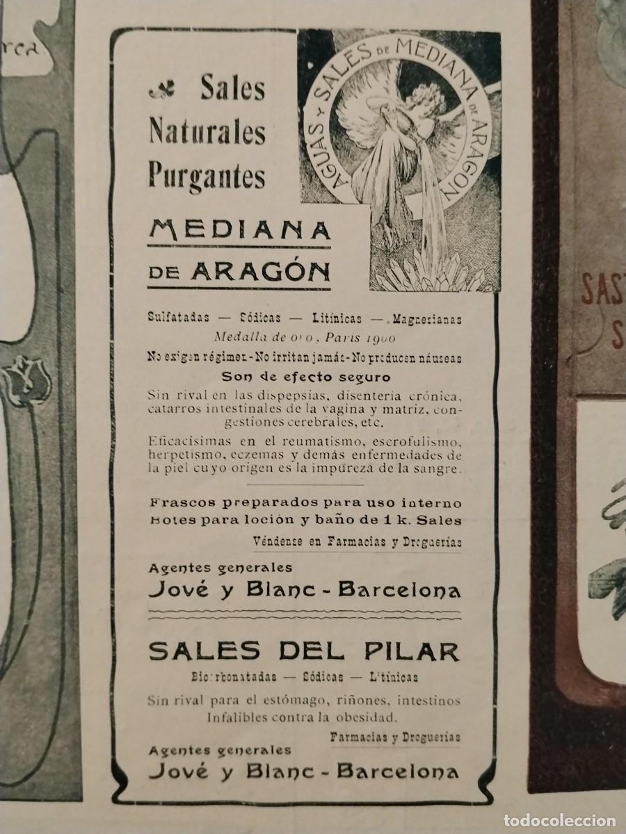 Coleccionismo de carteles: AGUAS Y SALES MEDIANA DE ARAGON SALES DEL PILAR SALES NATURALES PURGANTES HOJA REVISTA A&Ntilde;O 1903