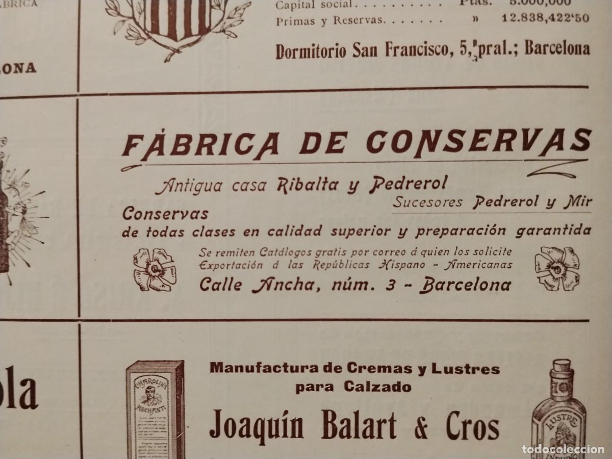 Coleccionismo de carteles: FABRICA CONSERVAS ANTIGUA CASA RIBALTA Y PEDREROL SUCESORES PEDREROL Y MIR HOJA REVISTA A&Ntilde;O 1903