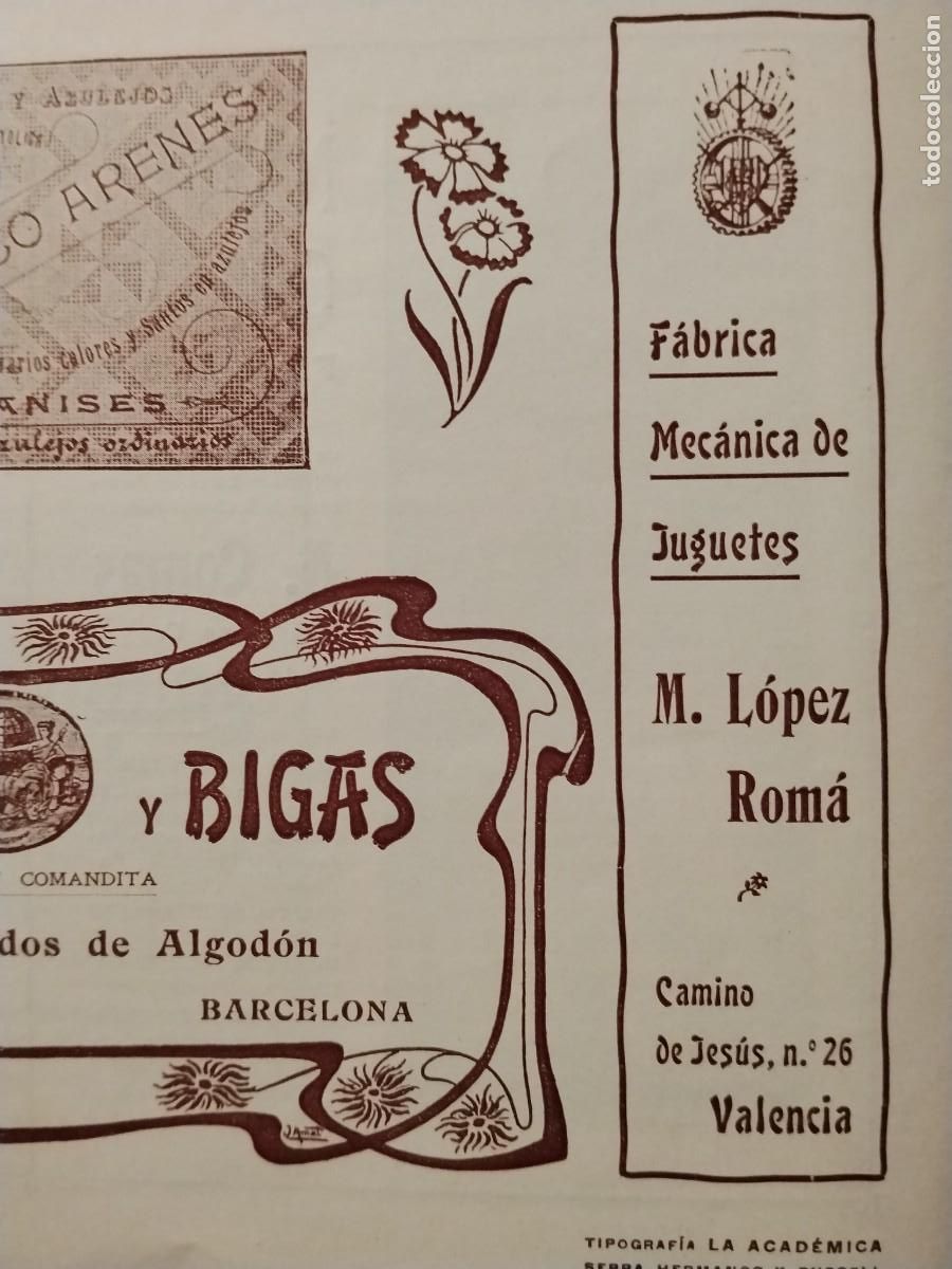 Coleccionismo de carteles: FABRICA MECANICA DE JUGUETES M.LOPEZ ROMA VALENCIAN HOJA REVISTA A&Ntilde;O 1903