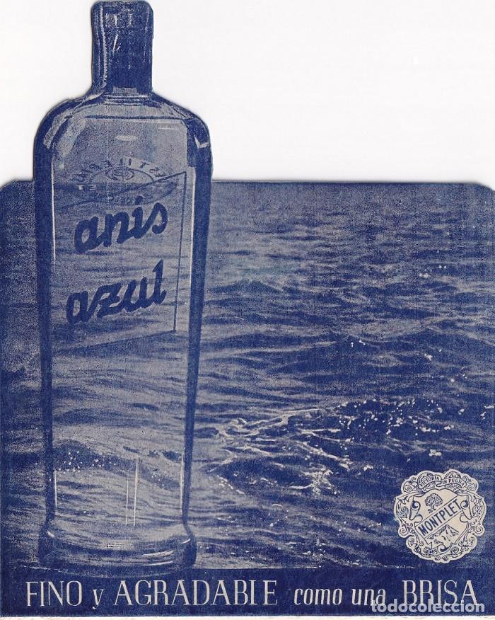 Sammeln von Plakaten: Cartel Mesa AN&Iacute;S AZUL Fino Montplet (Barcelona) - PLV Vintage A&ntilde;os 50/60 - Muy Escaso
