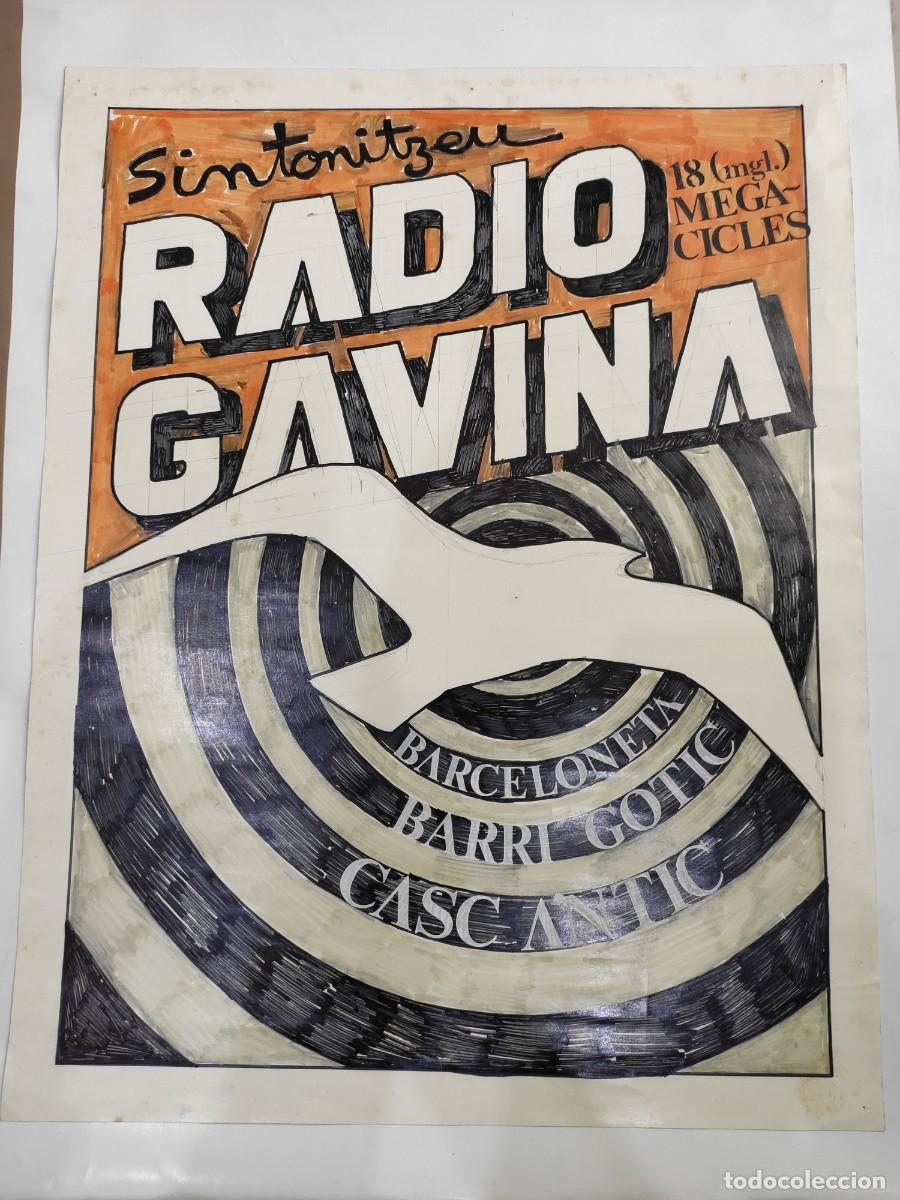 Collectionnisme d'affiches: PRUEBA ORIGINAL (a&ntilde;os 70/80's) DE CARTEL : EMISORA DE RADIO. RADIO GAVINA. BARCELONA