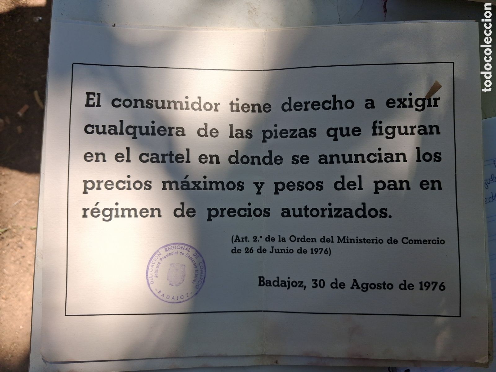 Coleccionismo de carteles: CARTEL DONDE SE ANUNCIA LOS PRECIOS DEL PAN