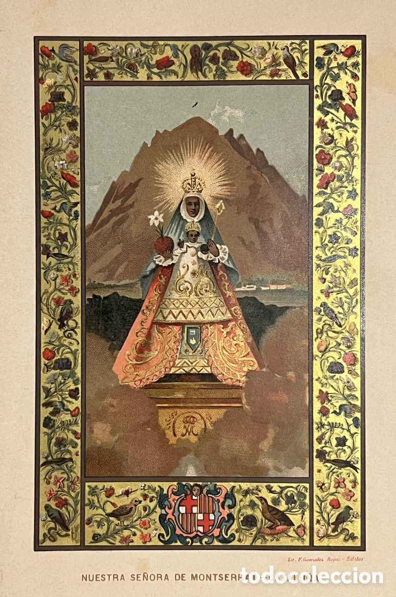 Sammeln von Plakaten: NUESTRA SE&Ntilde;ORA DE MONTSERRAT. CATALU&Ntilde;A Lit., Felipe Gonzalez Rojas (h.1900?) Med&iacute;das: 19 x 29
