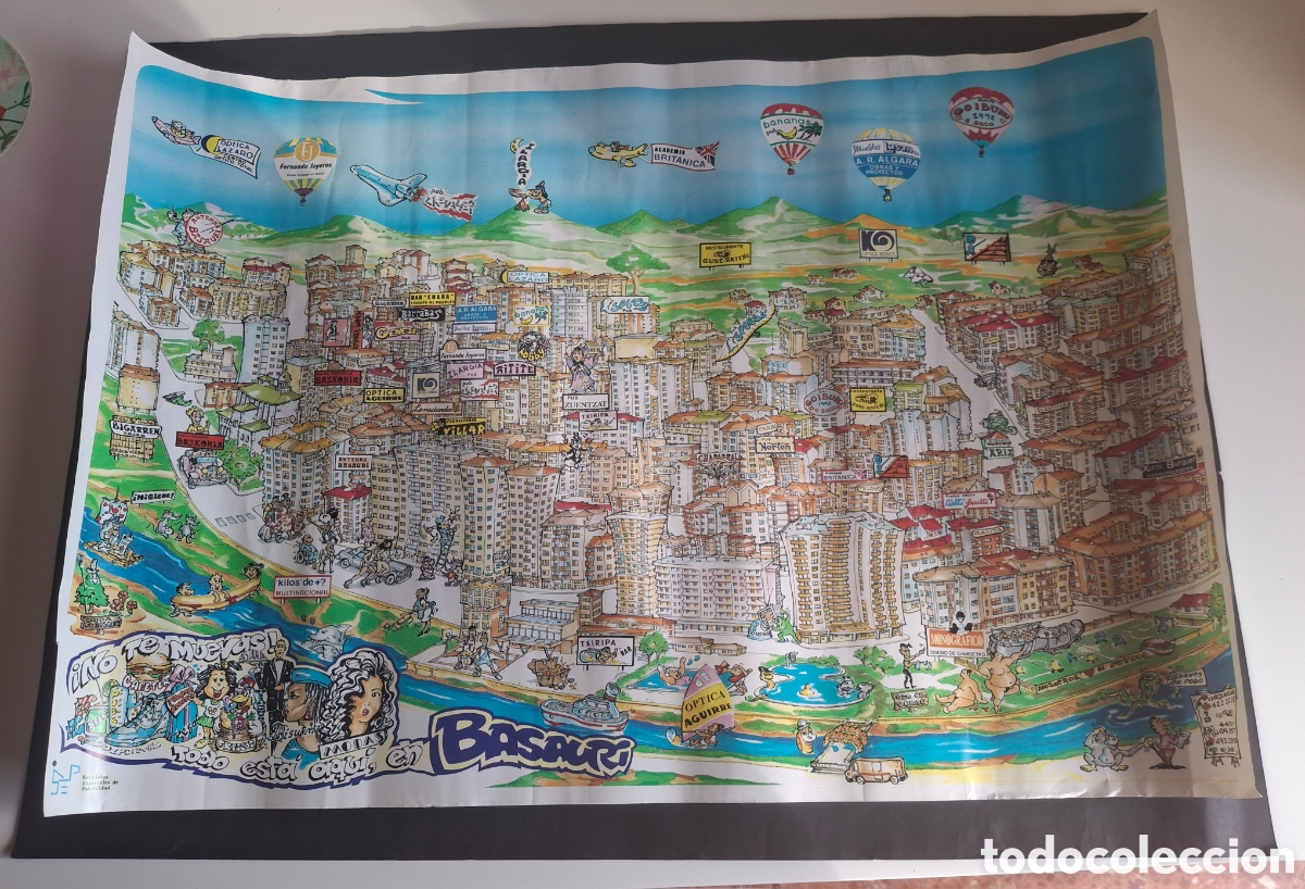 Coleccionismo de carteles: BASAURI. SIMP&Aacute;TICO Y ORIGINAL PLANO A&Ntilde;OS 80 - Foto 1