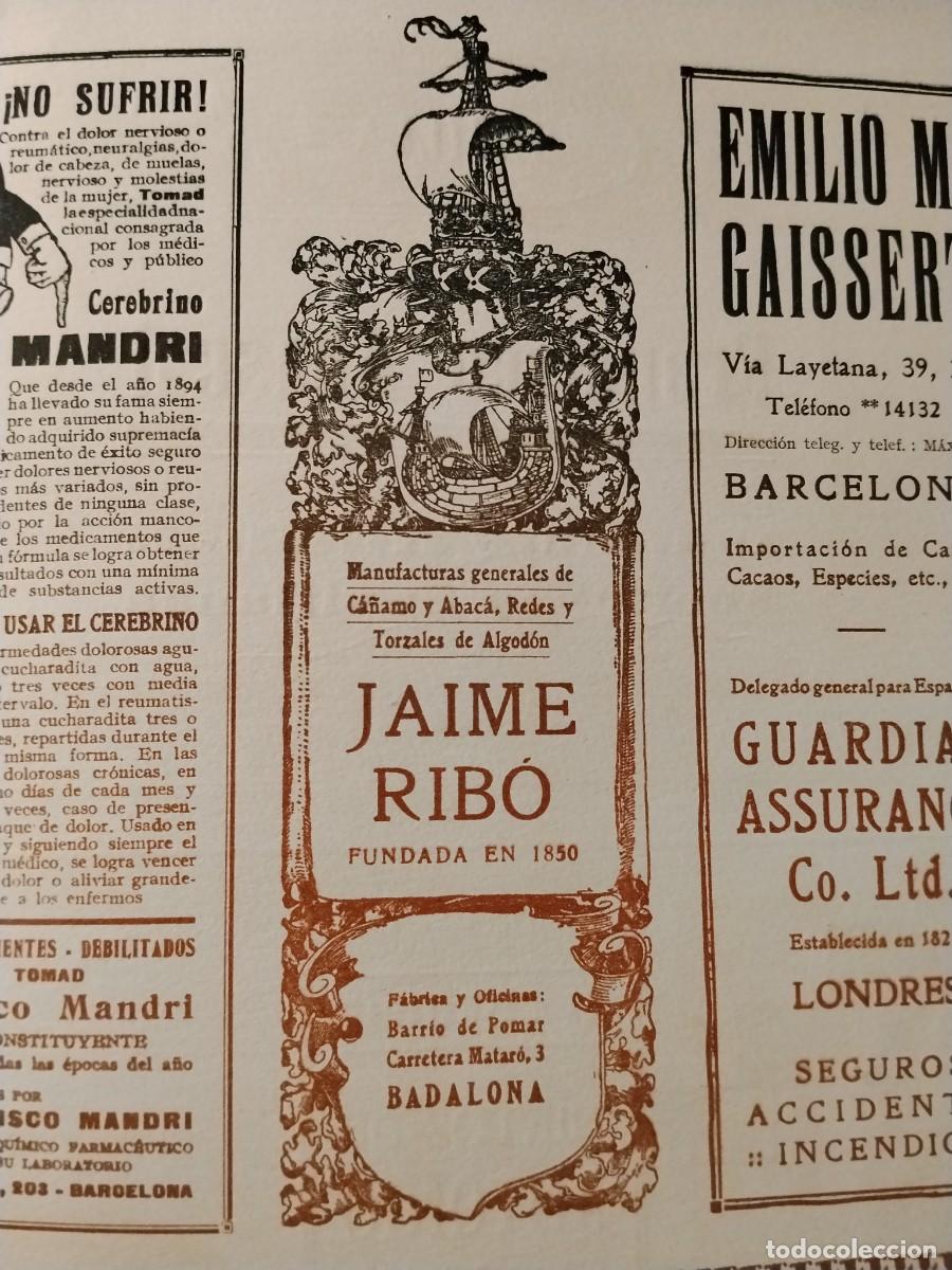 Coleccionismo de carteles: MANUFACTURAS DE CA&Ntilde;AMO ABACA REDES TORZALES ALGODON JAIME RIBO BADALONA HOJA REVISTA A&Ntilde;O 1933