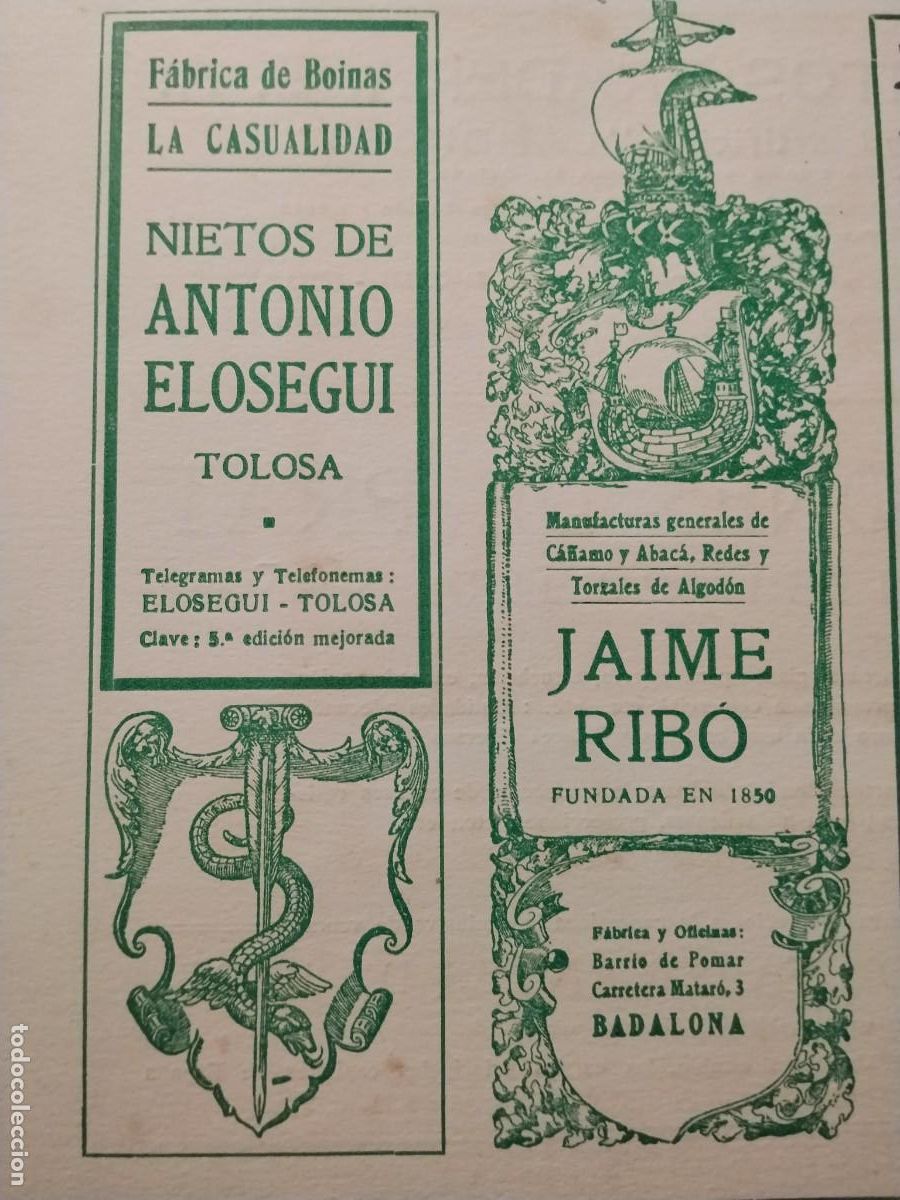 Coleccionismo de carteles: FABRICA DE BOINAS LA CASUALIDAD NIETOS DE ANTONIO ELOSEGUI TOLOSA HOJA A&Ntilde;O 1933