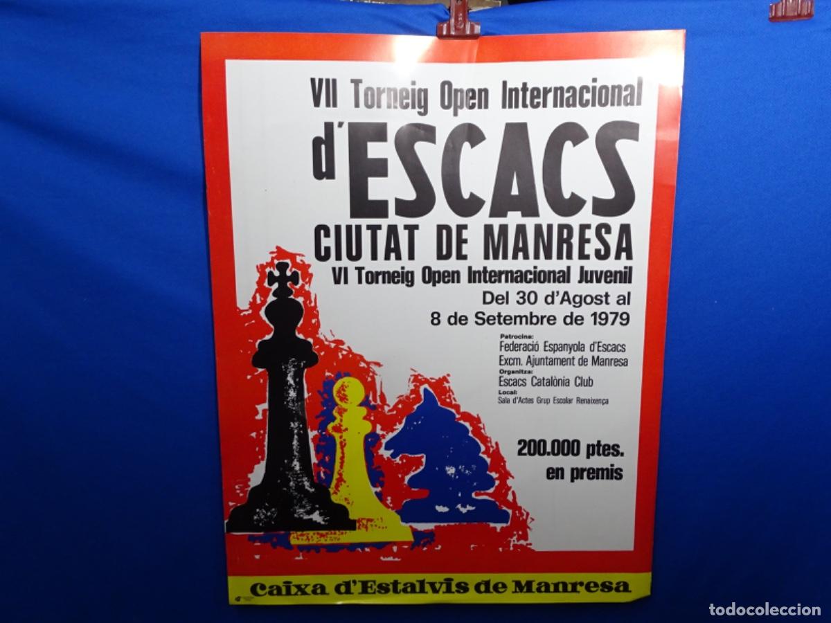 Coleccionismo de carteles: CARTEL VII TORNEIG OPEN INTERNACIONAL D&rsquo;ESCACS CIUTAT DE MANRESA 1979.