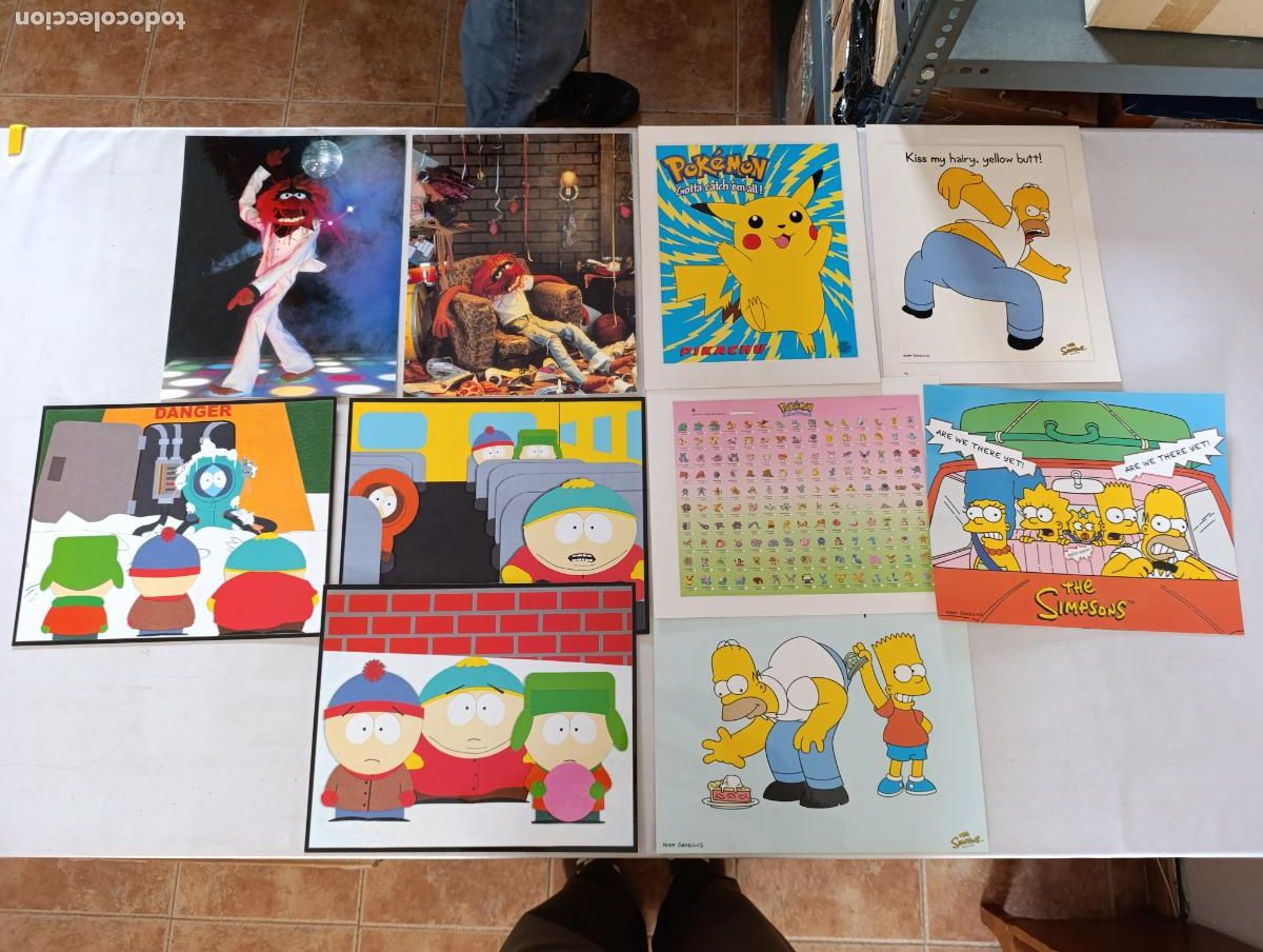 Coleccionismo de carteles: LOTE 10 LAMINAS PLASTIFICADAS: POKEMON, SOUTH PARK, THE SIMPSONS, MUPPETS - ANIMACION 30 X 24 (IO)