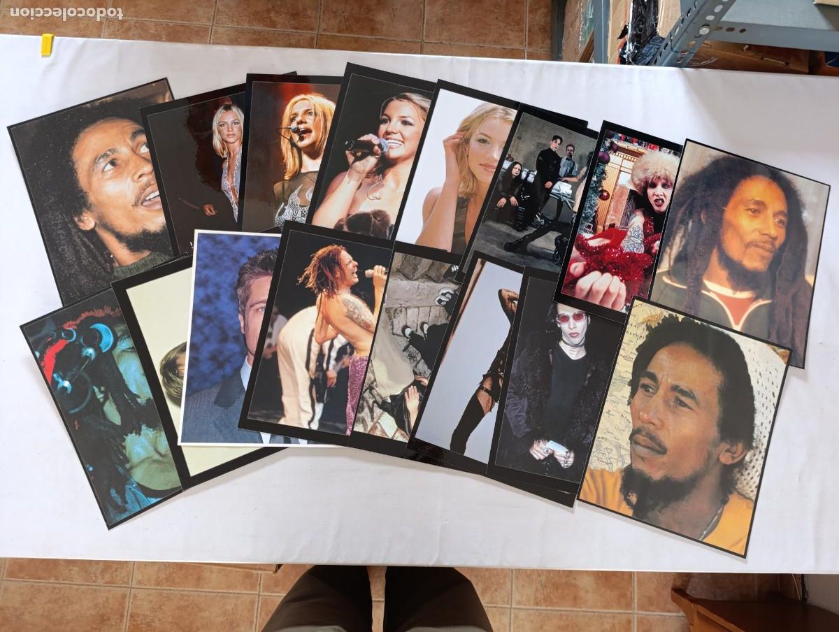 Coleccionismo de carteles: LOTE 16 LAMINAS PLASTIFICADAS: BOB MARLEY, BRITNEY SPEARS, BRAD PITT, KORN, MARILYN MANSON (IO)