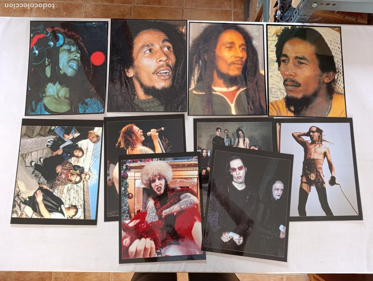Coleccionismo de carteles: LOTE 10 LAMINAS PLASTIFICADAS MUSICA: BOB MARLEY, MARILYN MANSON, KORN - 30 X 24 (AL)