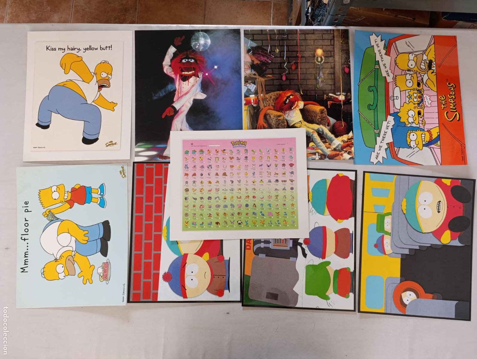 Coleccionismo de carteles: LOTE 9 LAMINAS PLASTIFICADAS: POKEMON, SOUTH PARK, THE SIMPSONS, MUPPETS - ANIMACION - 30 X 24 (AL)
