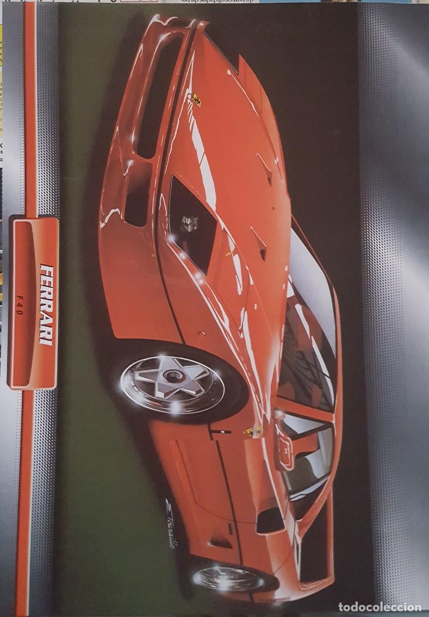 Coleccionismo de carteles: Preciosa l&aacute;mina/p&oacute;ster con ficha t&eacute;cnica detr&aacute;s de un Ferrari F40, en papel couch&eacute; de alto gramaje