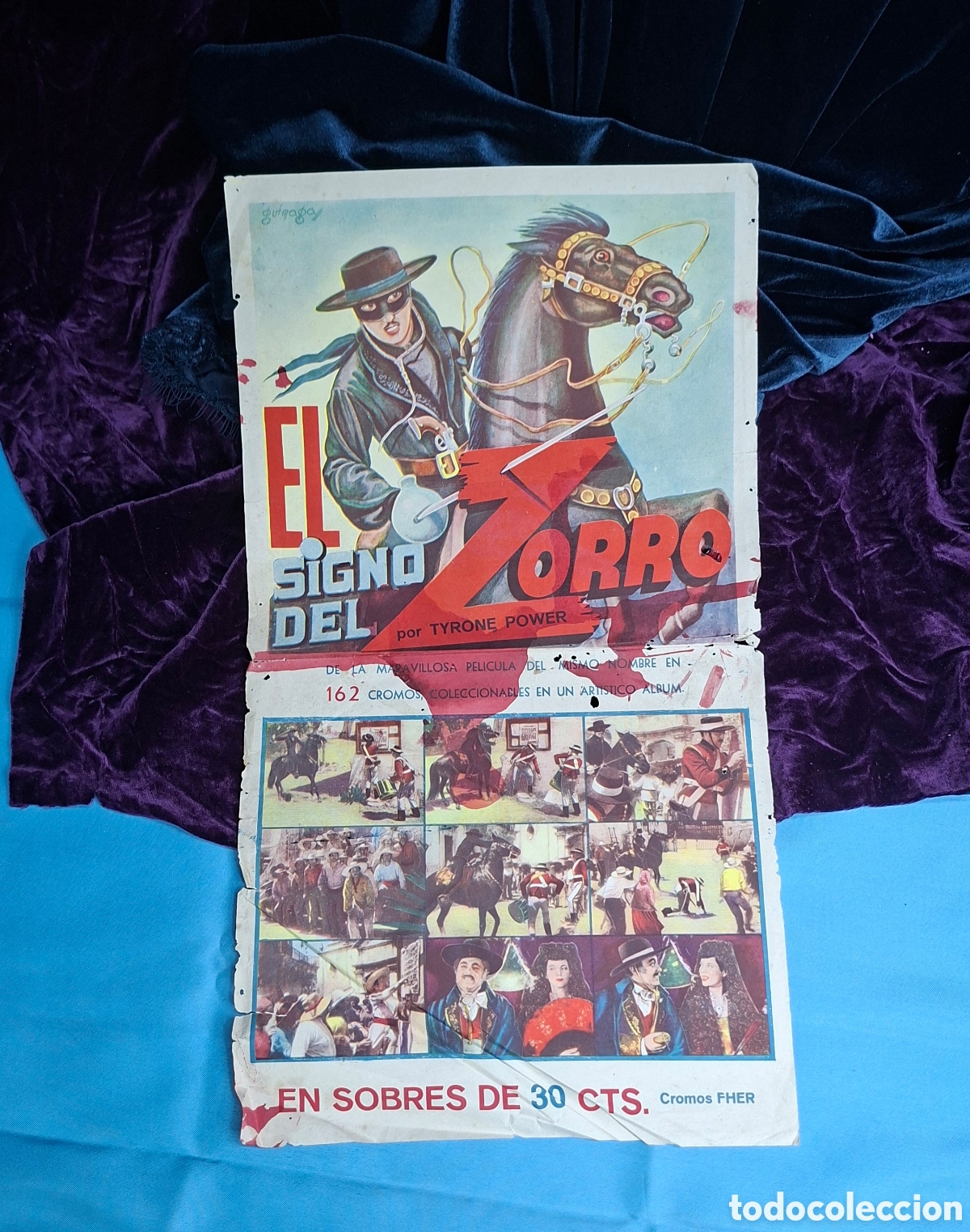 Coleccionismo de carteles: CARTEL PUBLICITARIO DE LIBRERIA - EL SIGNO DEL ZORRO TYRONE POWER A&Ntilde;OS 40/50